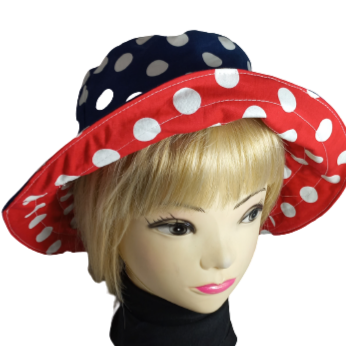 Adult Reversible Bucket Hat-Red &amp; Navy spot