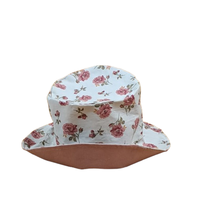 Childs Sunhat-Pink/cream Flowers