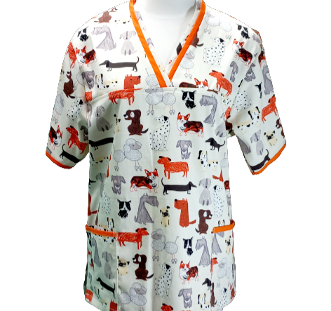 Fun Scrubs-Orange Dogs-M &amp; L