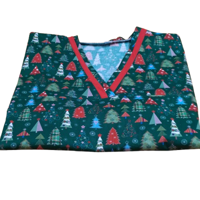 Xmas Scrub Tops -Green trees