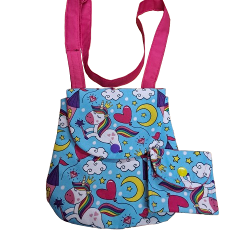 Crossbody Girls bag with matching mini purse-Blue