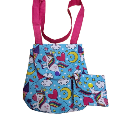 Crossbody Girls bag with matching mini purse-Blue