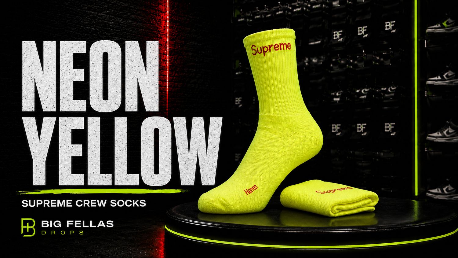 SUPREME SOCKS  - NEON YELLOW