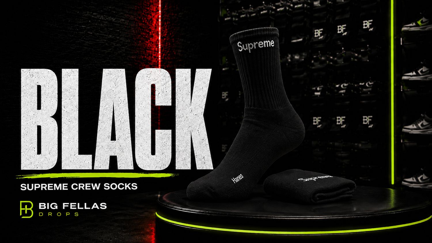 SUPREME SOCKS  - BLACK