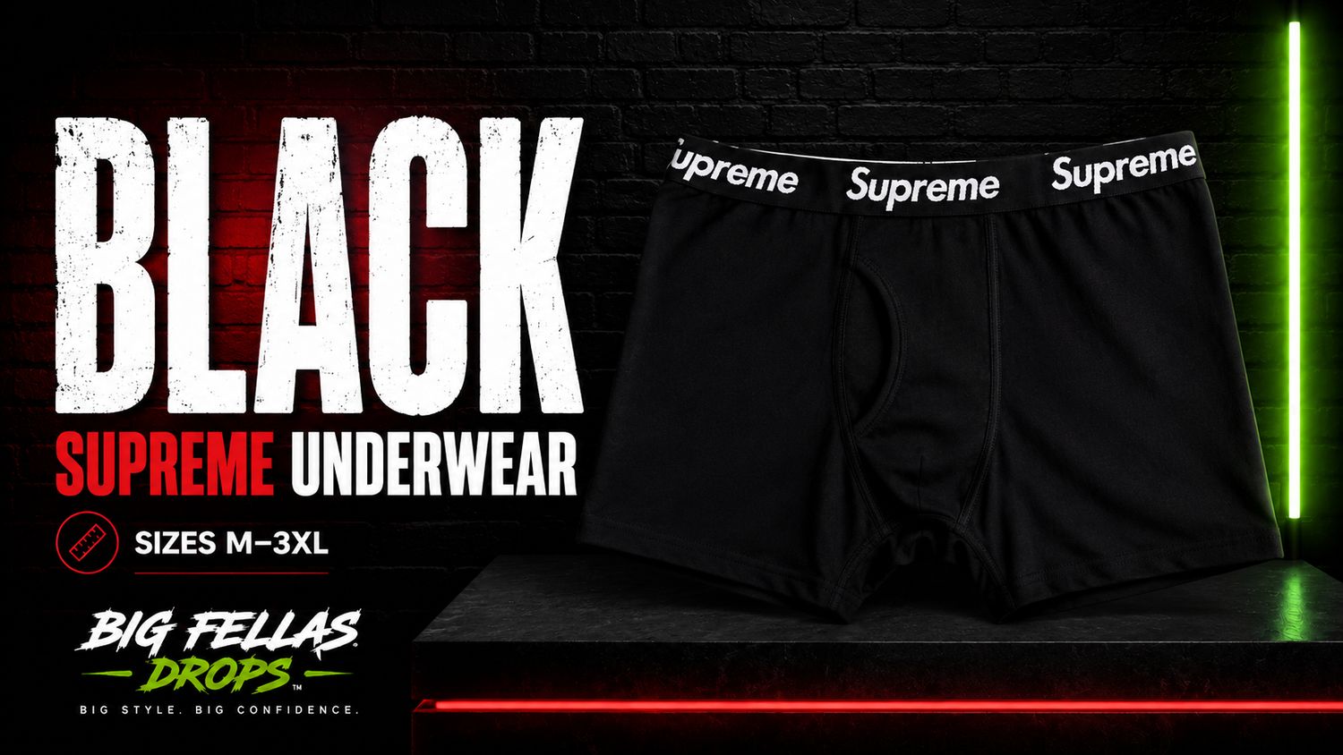 SUPREME UNDERWEAR — BLACK &amp; WHITE, name: Black - Small