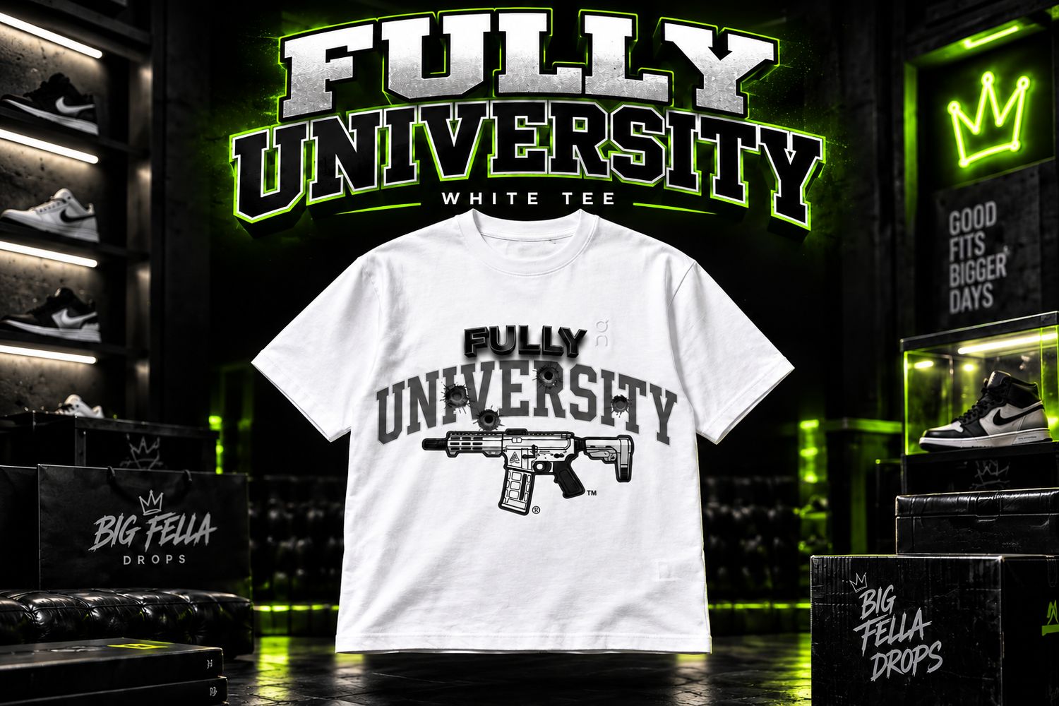 Fully University Tee — Black Print