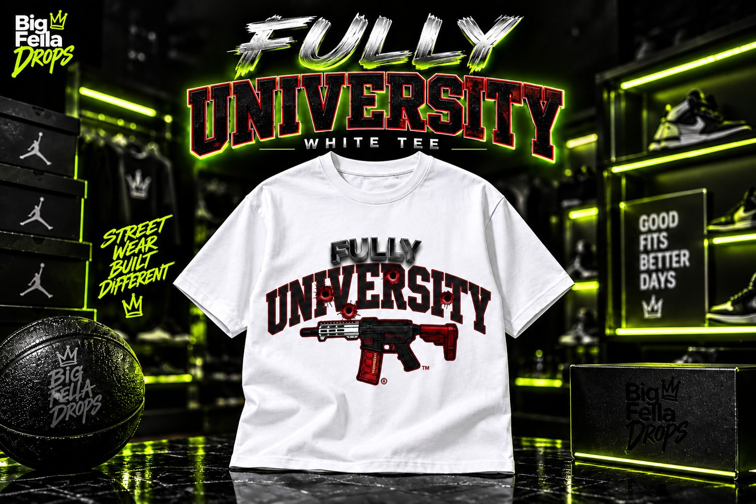 Fully University Tee — Red Print