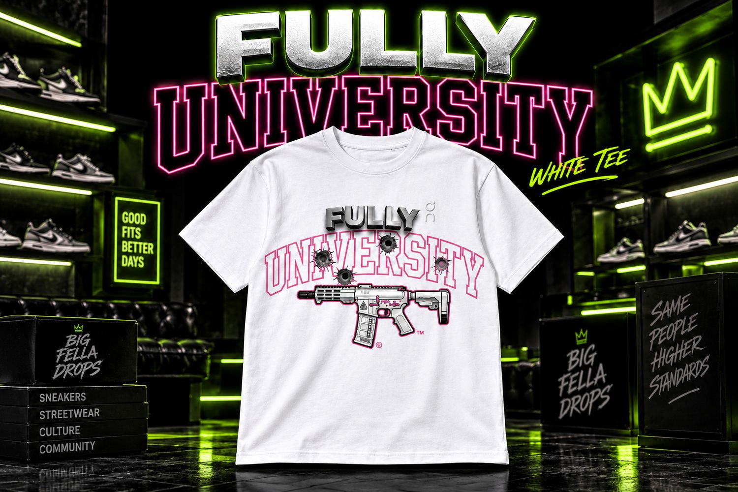 Fully University Tee — Pink Print