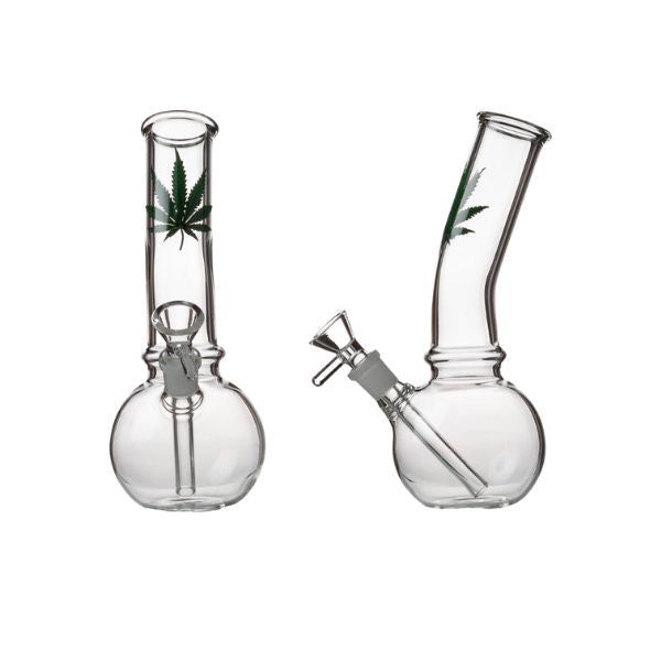 8" Glass Bong with Leaf