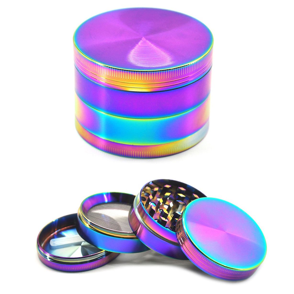 Stainless Steel 4-Piece Grinder 50mm x 37mm, Variant: Rainbow