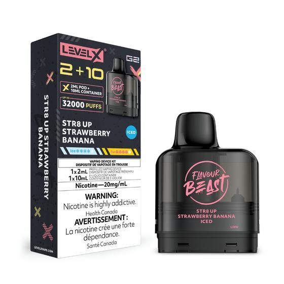 [Vape Pods] Level X G2 Flavour Beast Pod 2+10mL - Str8 Up Strawberry Banana Iced