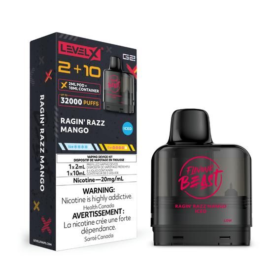 [Vape Pods] Level X G2 Flavour Beast Pod 2+10mL - Ragin' Razz Mango Iced