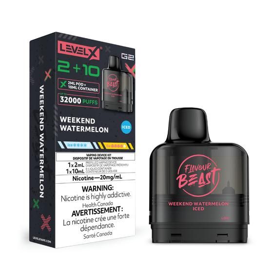 [Vape Pods] Level X G2 Flavour Beast Pod 2+10mL - Weekend Watermelon Iced