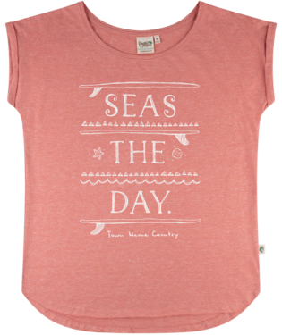 PACIFIC CREATIONS Women's T-Shirt - Seas The Day - DISC - Coral Marle