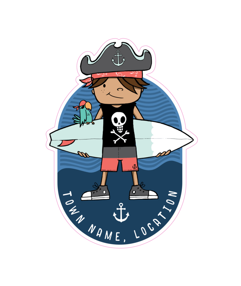 EARTH NYMPH Boys' Sticker - Pirate Surfer