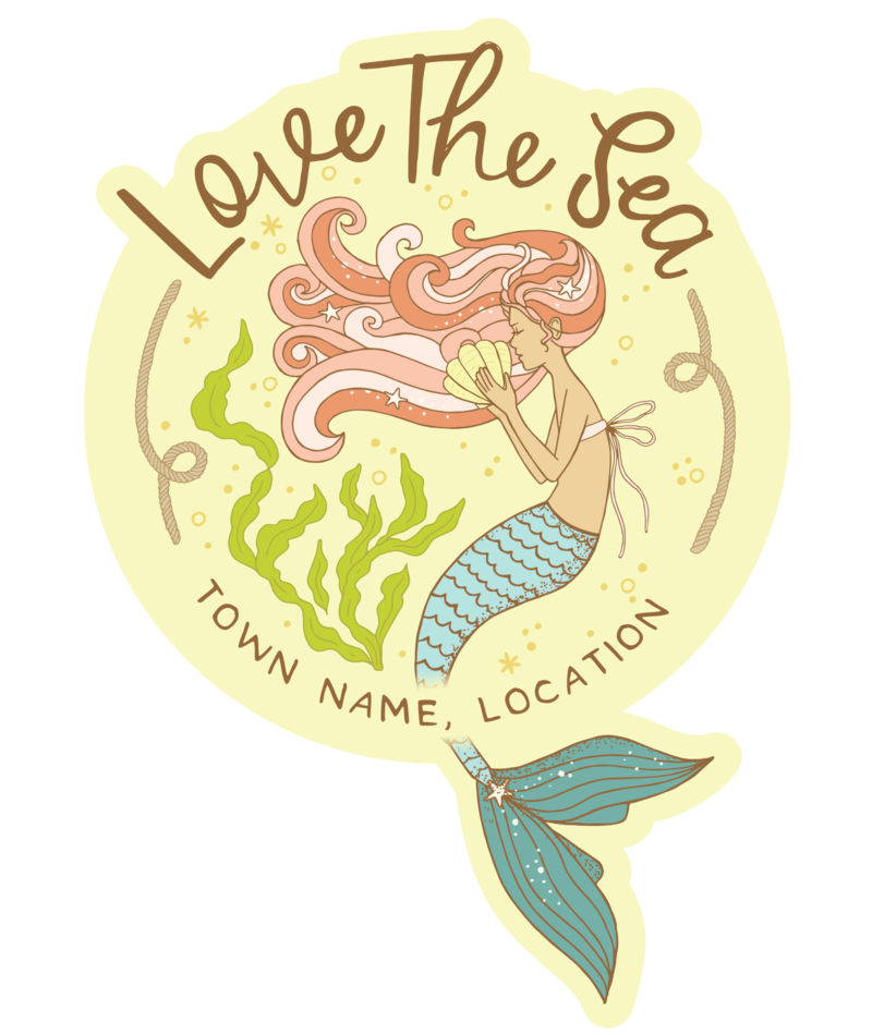 EARTH NYMPH Girls' Sticker - Mermaid Sea Love
