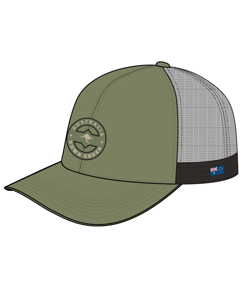 PACIFIC CREATIONS Men's Trucker Cap - Roo Down Under "Military"