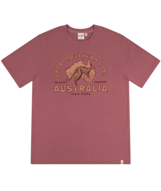 PACIFIC CREATIONS Men's T-Shirt - Oz Roo Map - Wine
