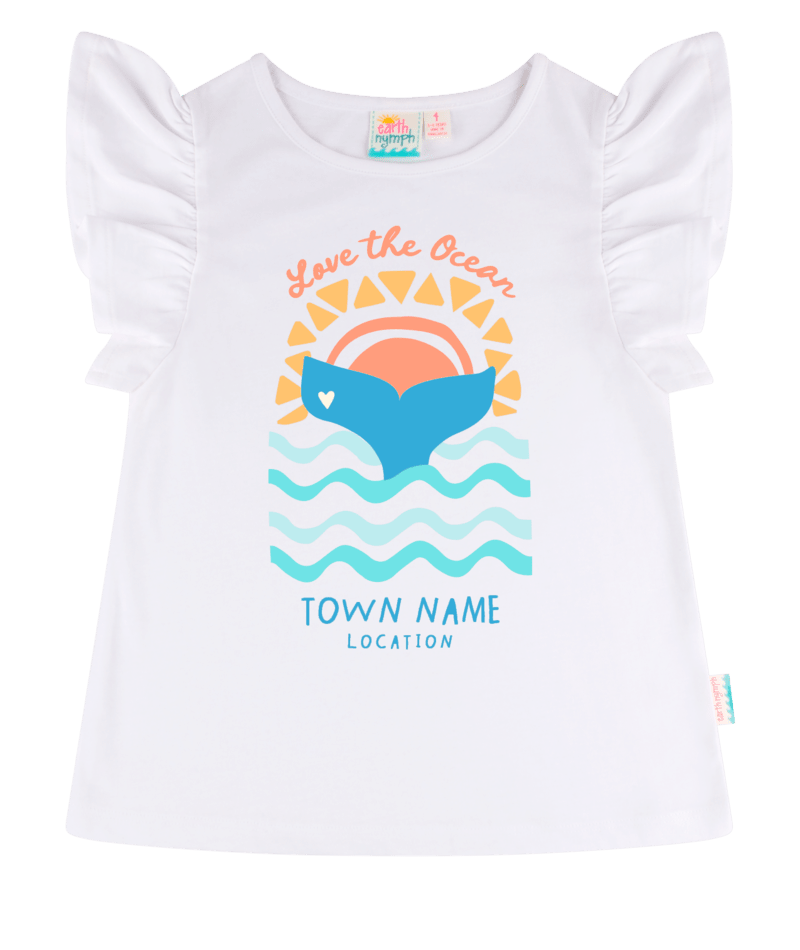 EARTH NYMPH Girls' T-Shirt - Whale Tail - White