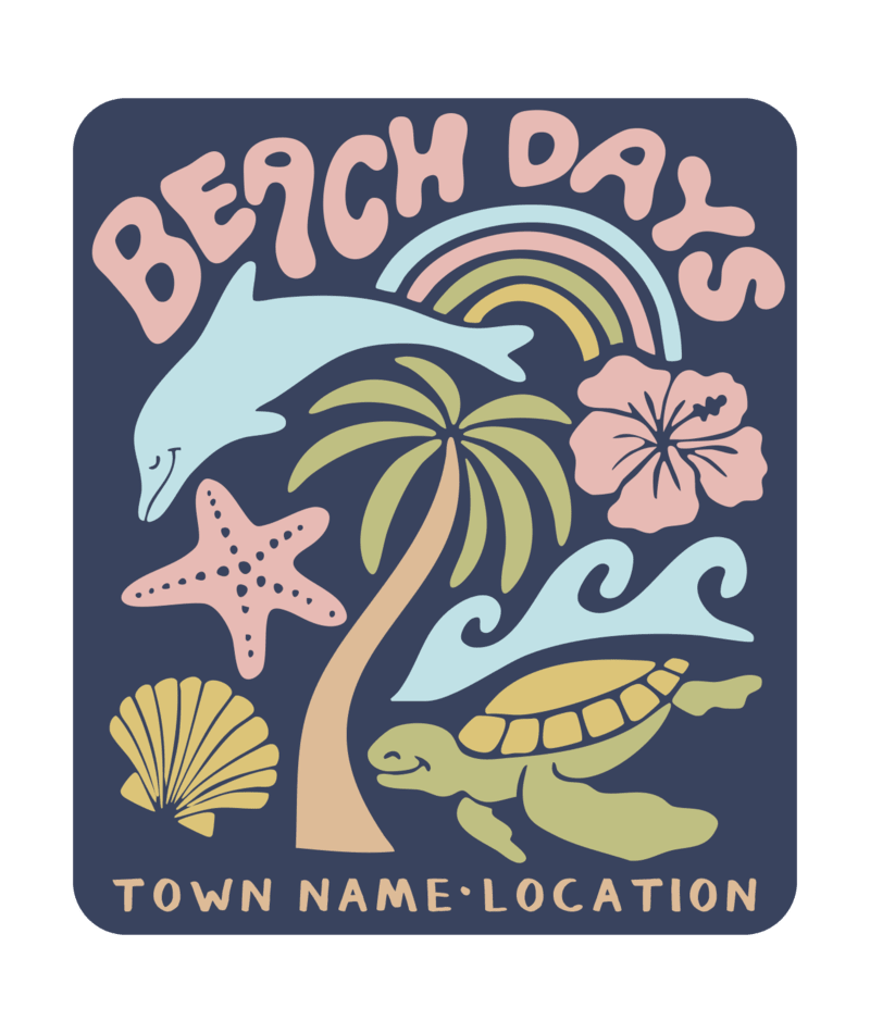 EARTH NYMPH Girls' Sticker - Beach Day Icons