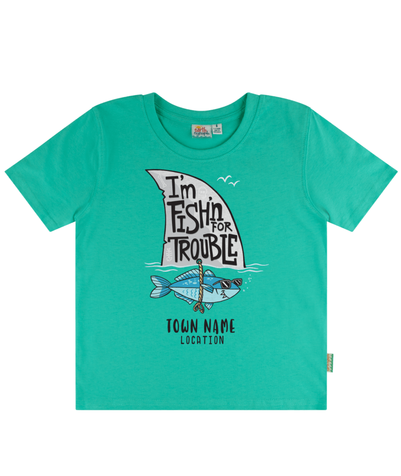 EARTH NYMPH Boys' T-Shirt - Fish Trouble - Mint