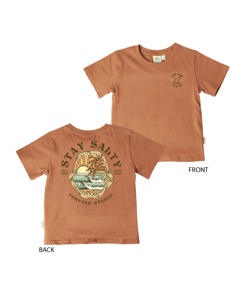EARTH NYMPH Boys' T-Shirt - Shark Scenic - Latte