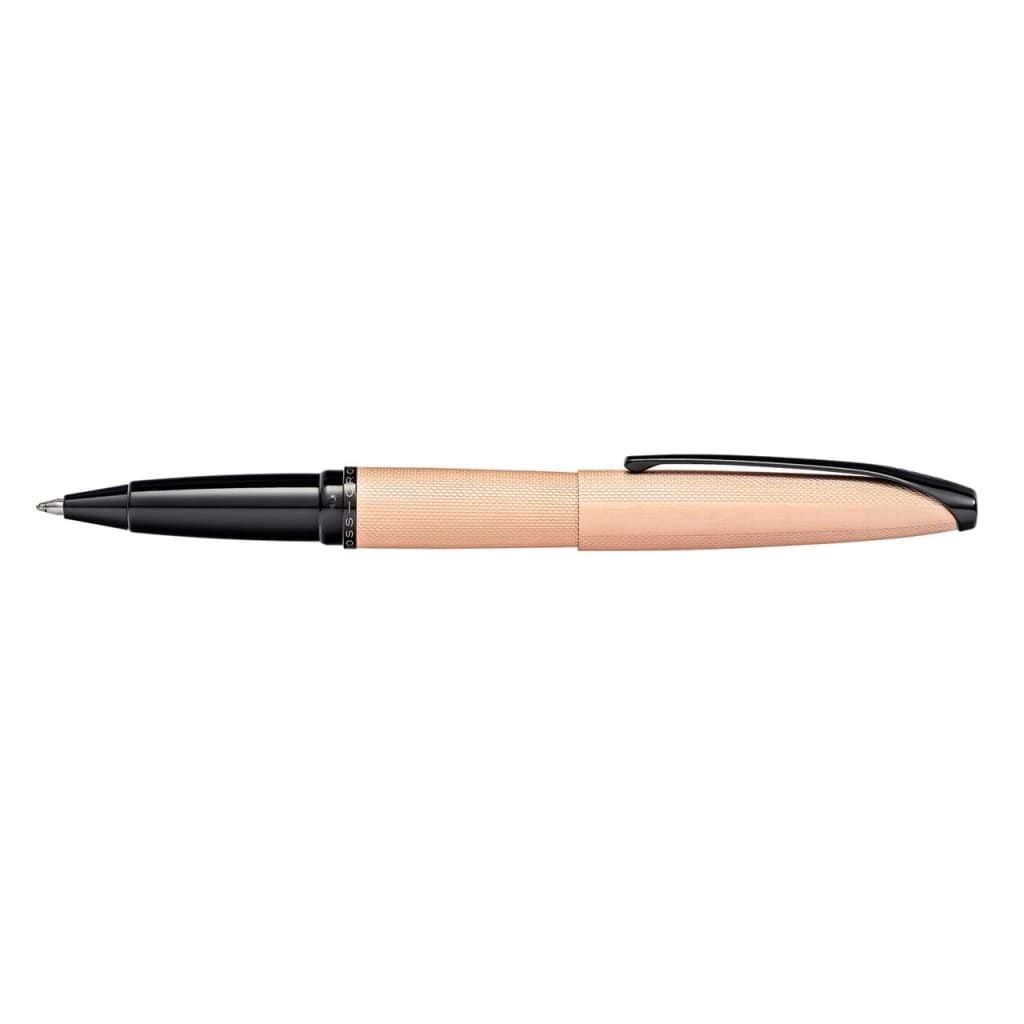 CROSS ATX® Brushed Rose Gold with Machine-Turned, Diamond-Pattern Engraving with Polished Black PVD Appointments Selectip® Rollerball Pen