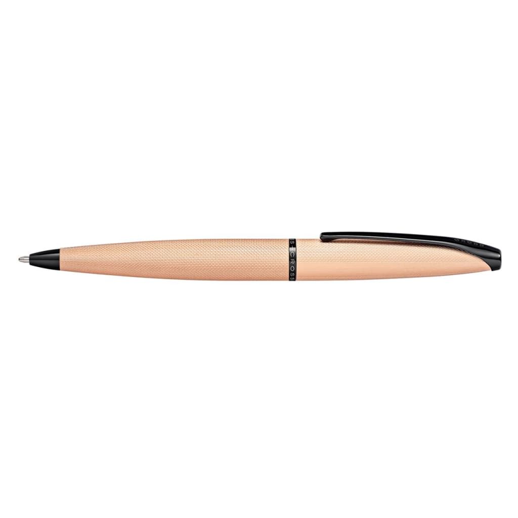 CROSS ATX® Brushed Rose Gold with Machine-Turned, Diamond-Pattern Engraving with Polished Black PVD Appointments Ballpoint Pen