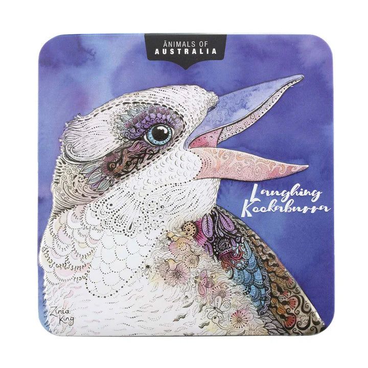 BANKSIA RED Animals of Australia - Kookaburra Tin with 150g of Lemon Myrtle Butter Finger Biscuits