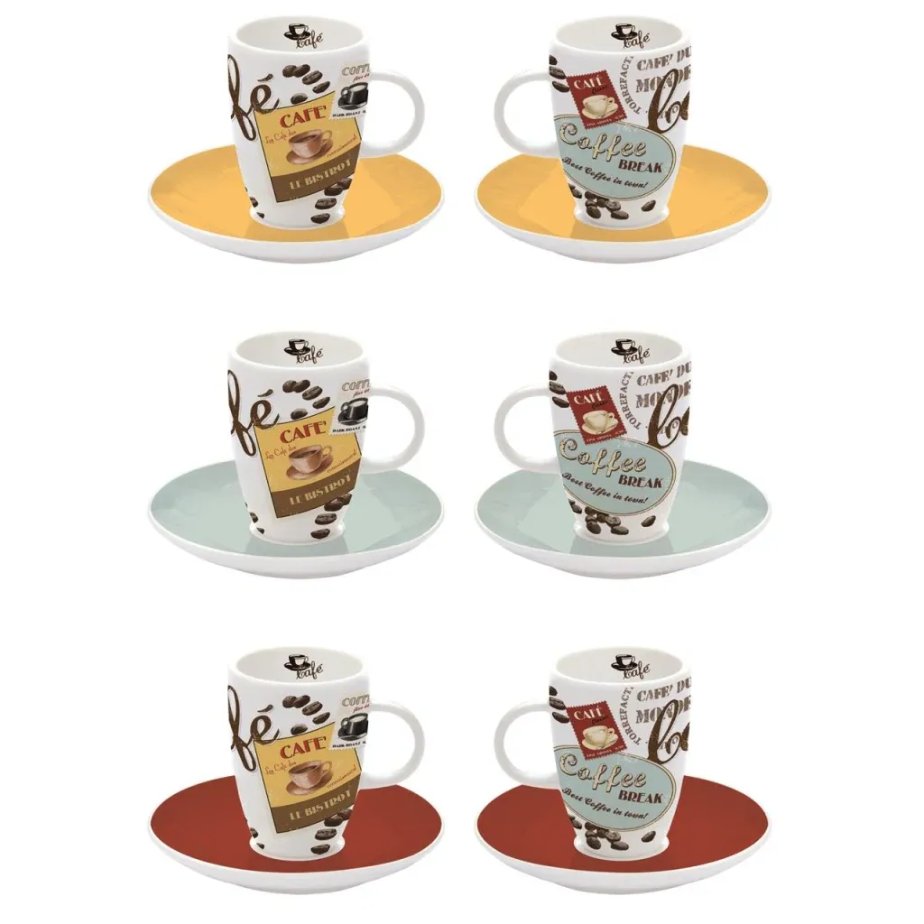 DAKOTA Vintage Espresso Cup/saucers 6 Piece Set