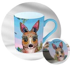 BANKSIA RED Kangaroo Mug and Coaster in A Collectable Tin