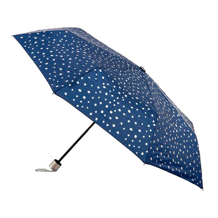 CLIFTON UMBRELLAS Printed Cover Folding Spots - Silver Navy