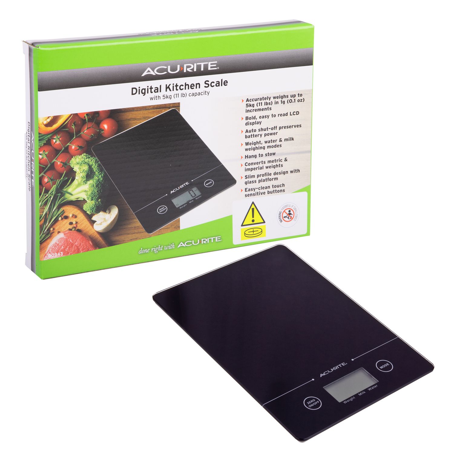 ACURITE Slimline Digital Scale 1g/5kg - Black