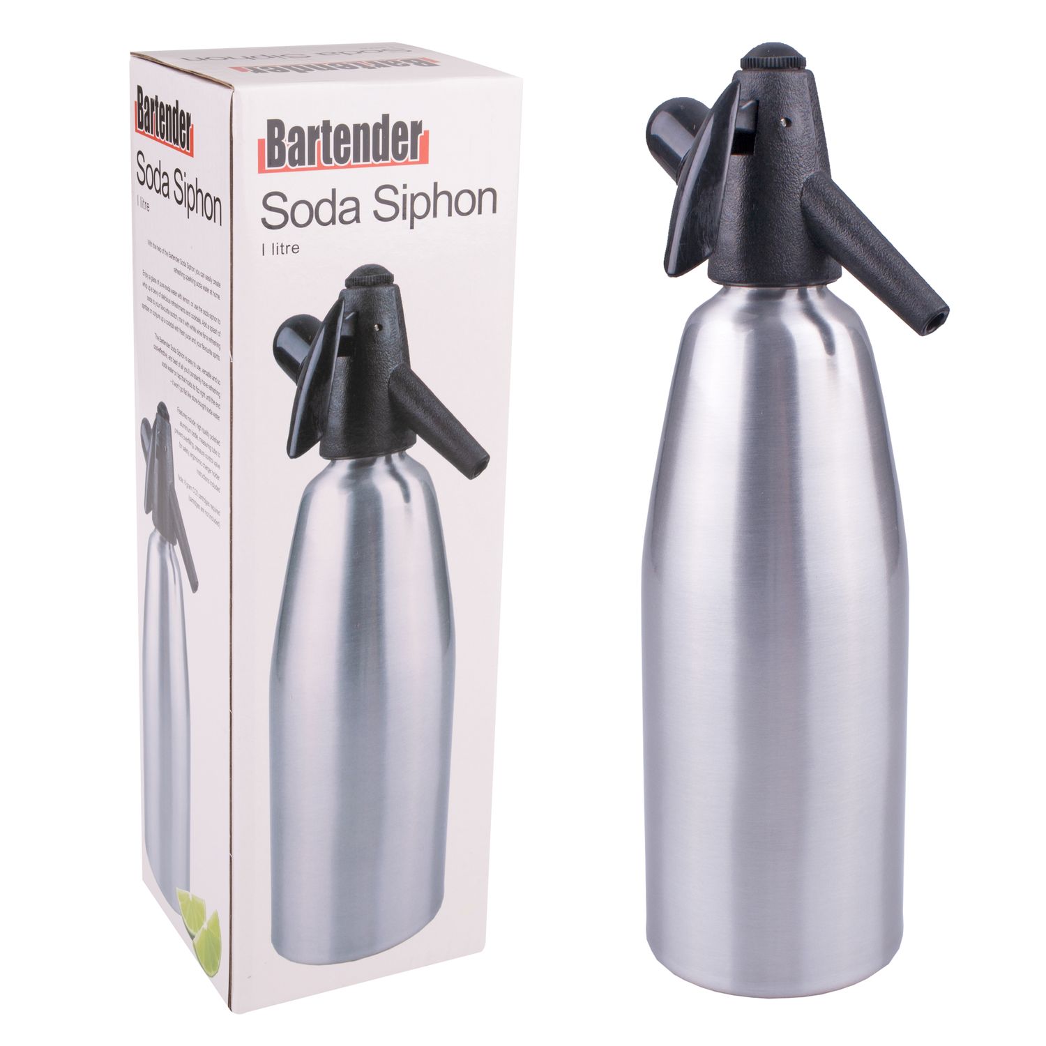 BARTENDER Soda Siphon - Silver - 1 Litre