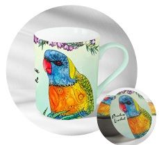 BANKSIA RED Rainbow Lorikeet Mug and Coaster in A Collectable Tin