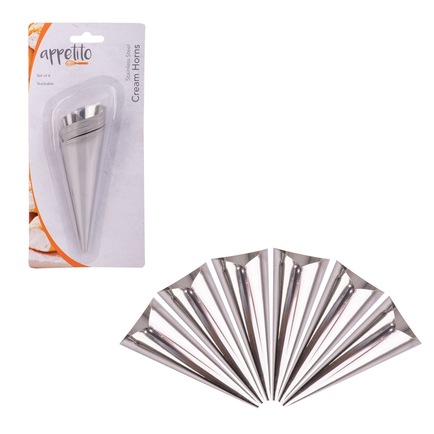 APPETITO Stainless Steel Cream Horns Set of 6
