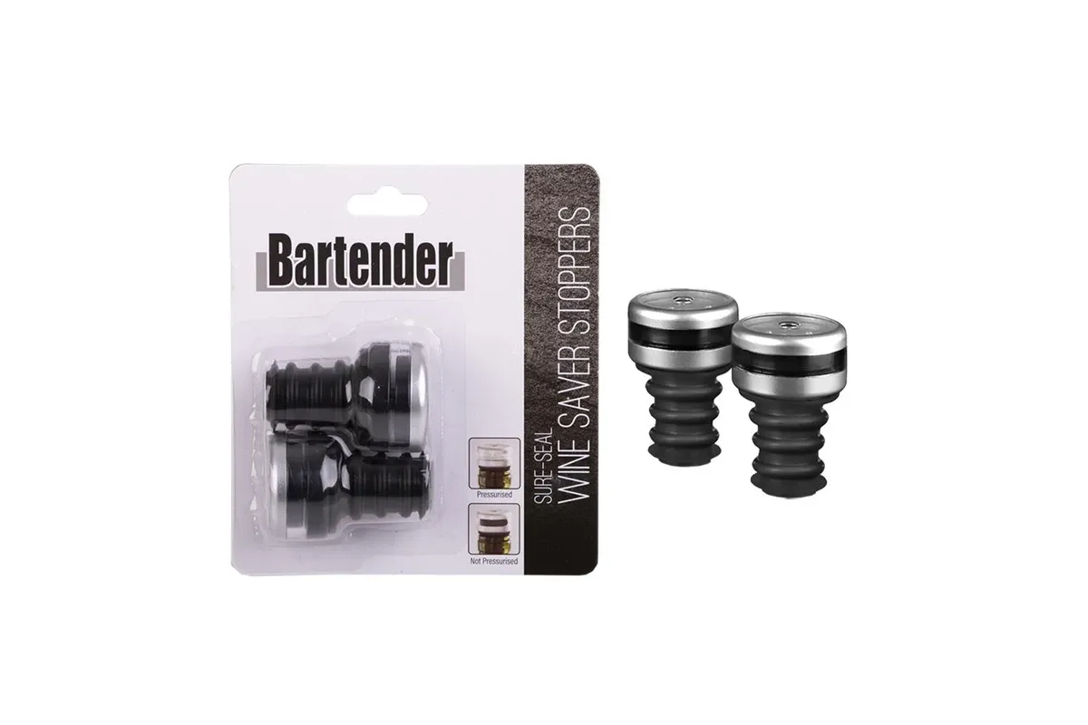 BARTENDER "Sure - Seal" Wine Saver Stoppers - Set of 2