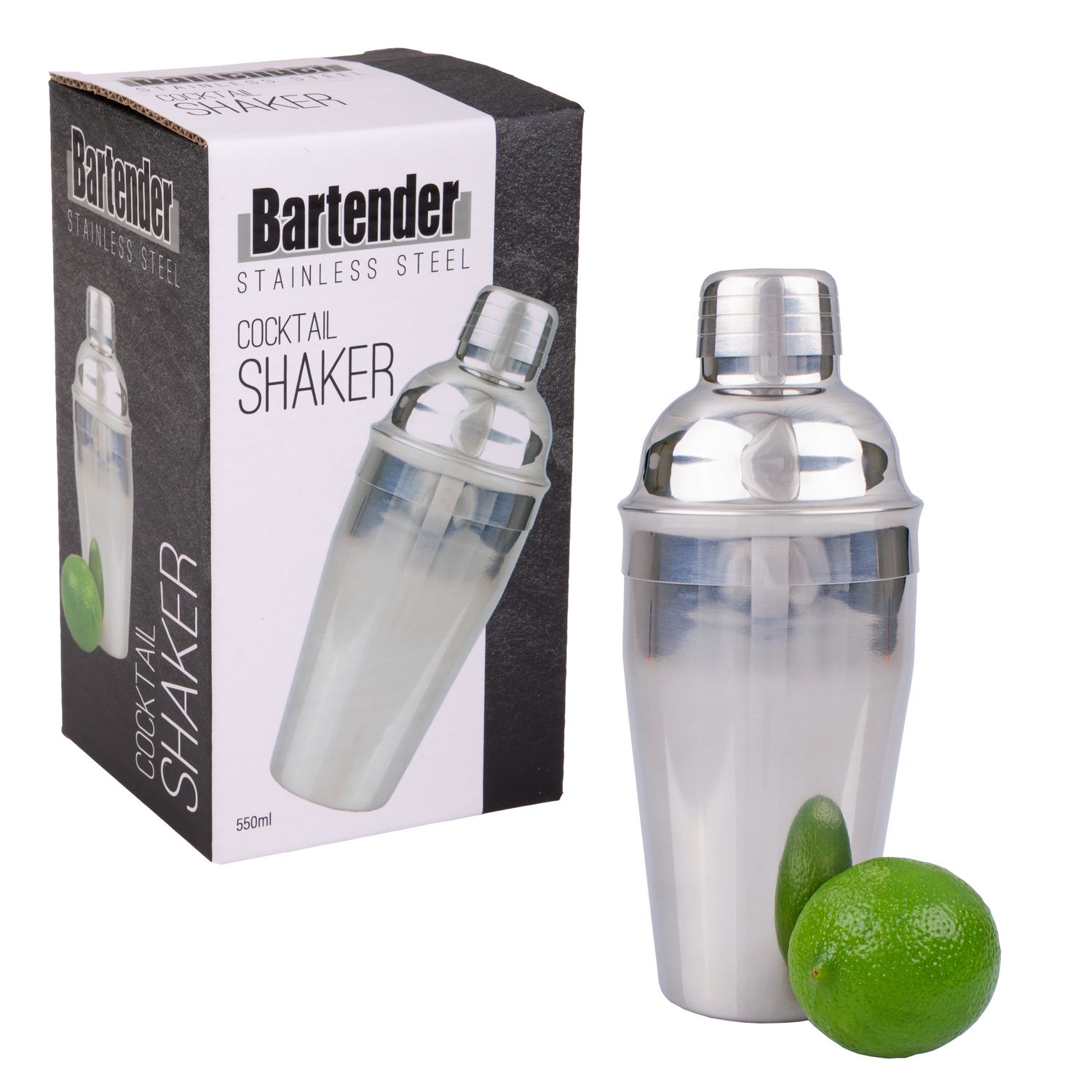 BARTENDER Stainless Steel Cocktail Shaker - 550ml