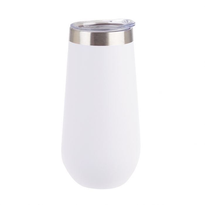 OASIS Stainless Steel Double Wall Insulated Champagne Flute - Matte - 180ml - White - DISC