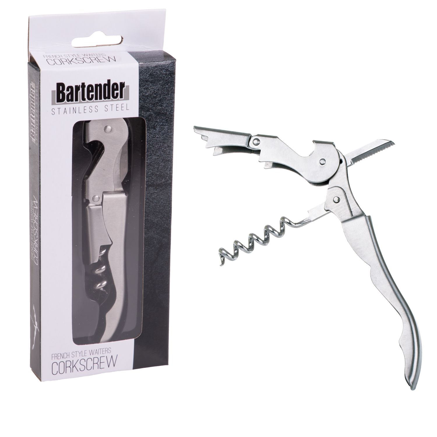 BARTENDER French - Style Stainless Steel Waiter's Corkscrew