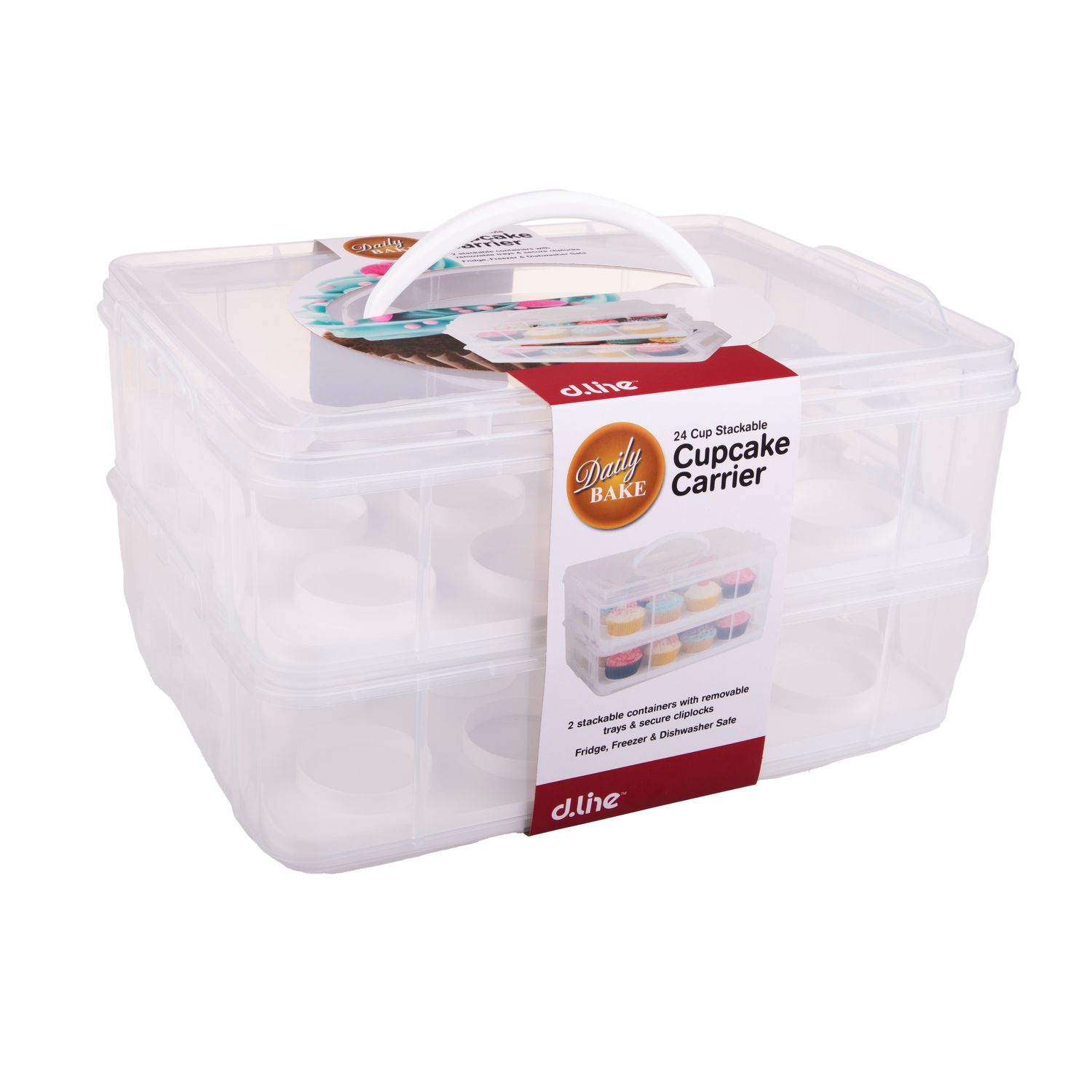 DAILY BAKE 24 Cup Stackable Cupcake Carrier - White
