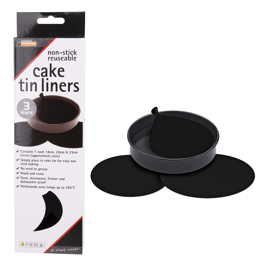 TOASTABAGS N/S Reusable Cake Pan Liners Set 3 (18, 20 &amp; 23cm Diameter) - Black