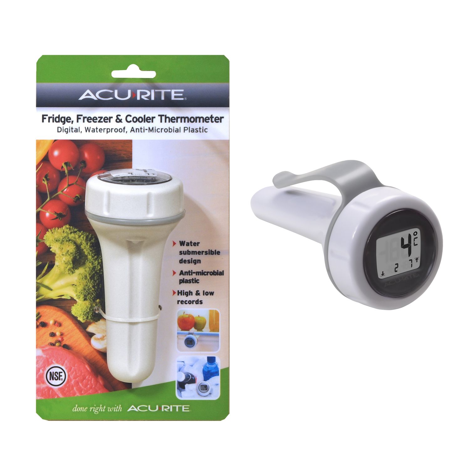 ACURITE Digital Fridge, Freezer and Cooler Thermometer - Celsius - White