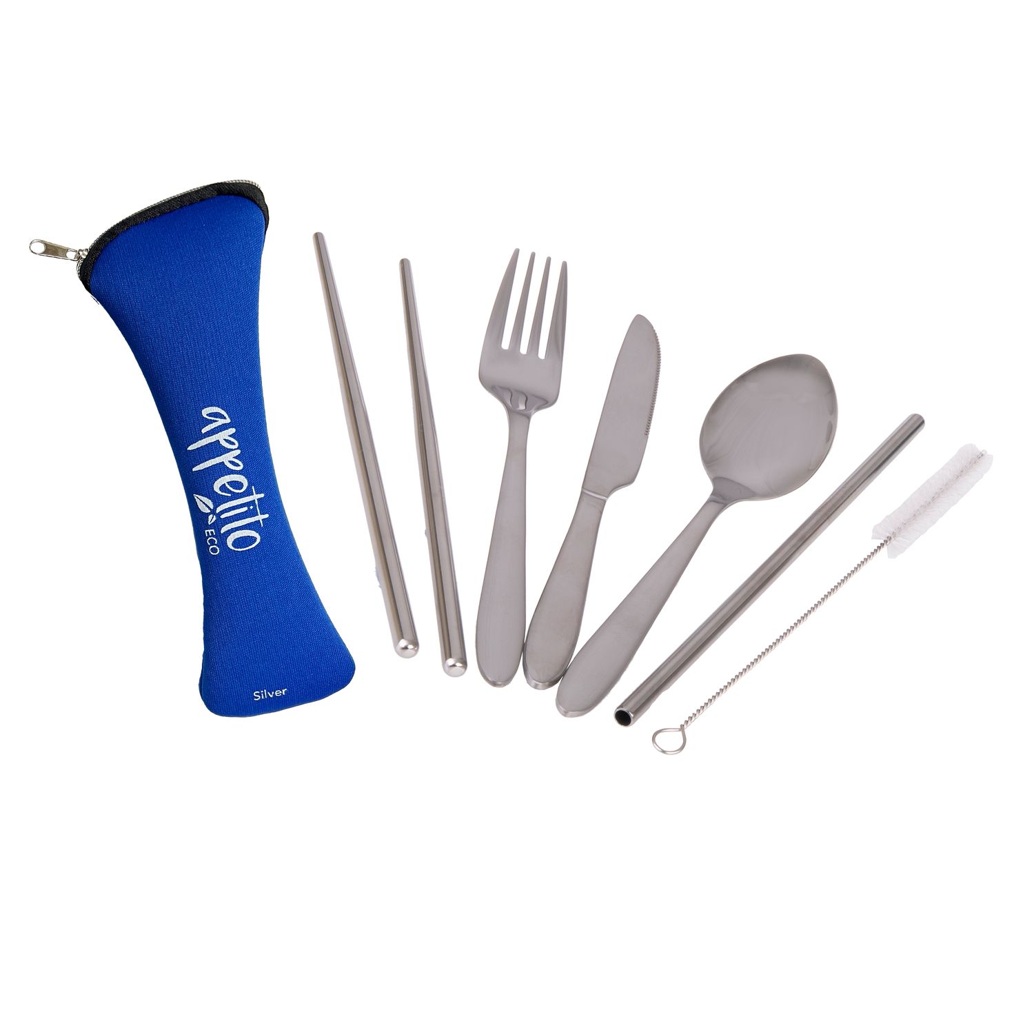 APPETITO 6 Piece Stainless Steel Traveller's Cutlery Set - Silver