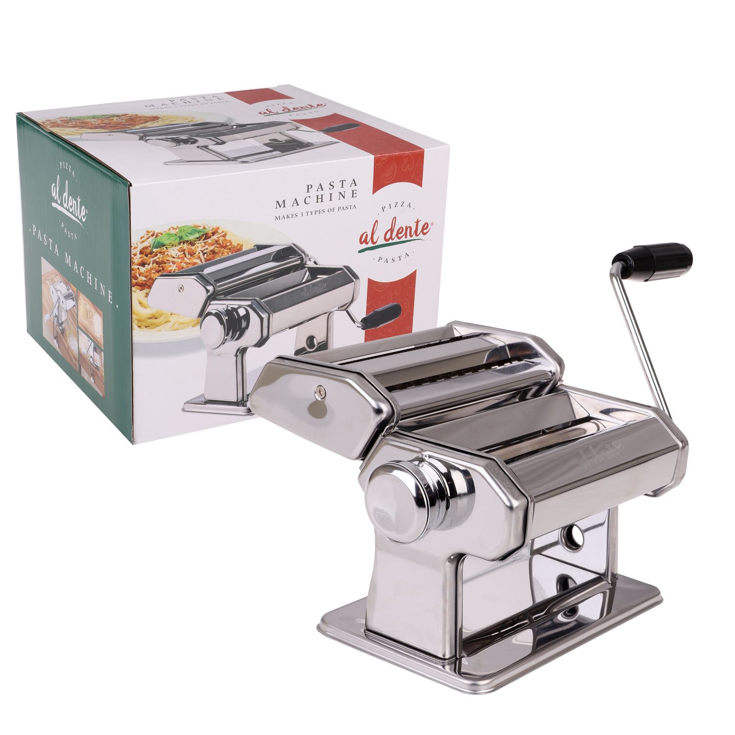 AL DENTE Pasta Machine with Detachable Cutters - Chrome / 150mm