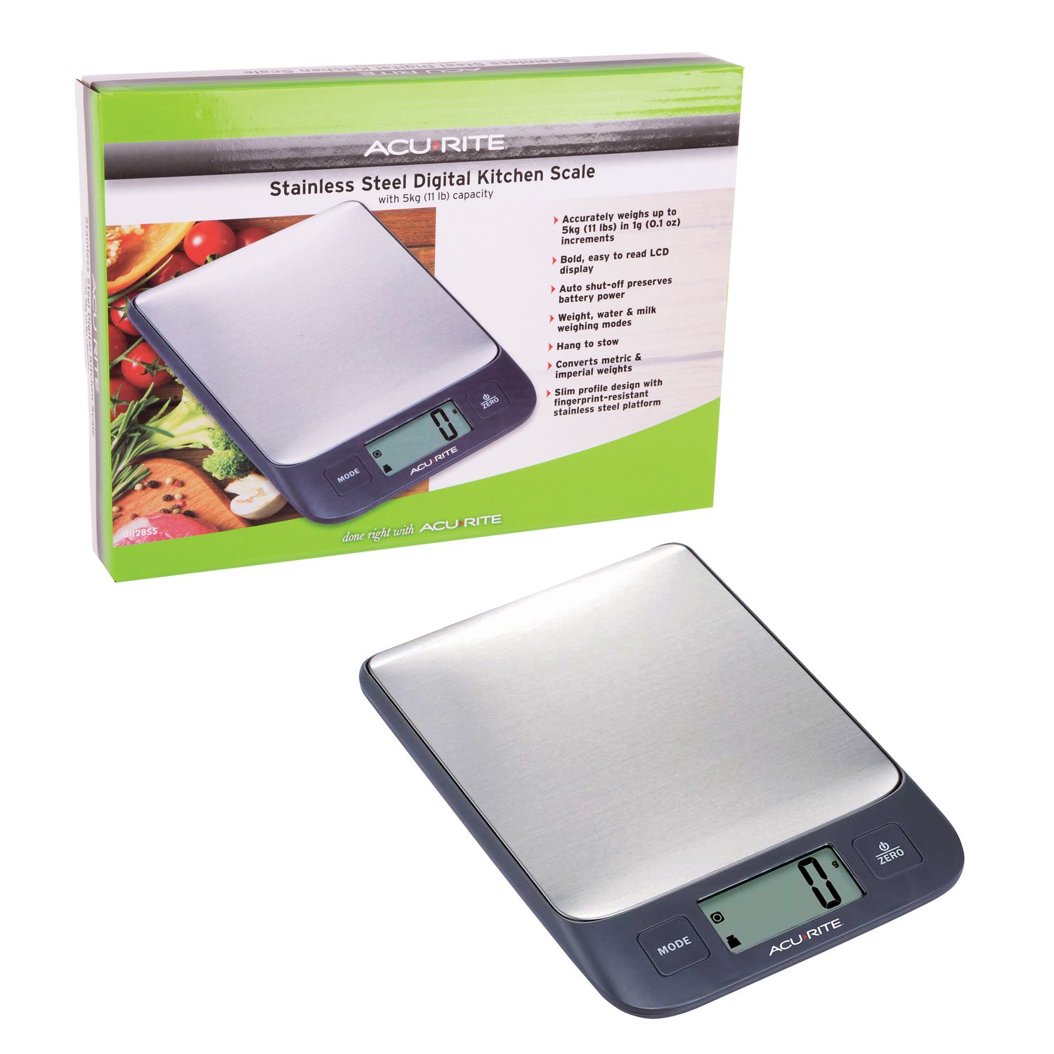 ACURITE Stainless Steel Digital Kitchen Scale 1g/5kg