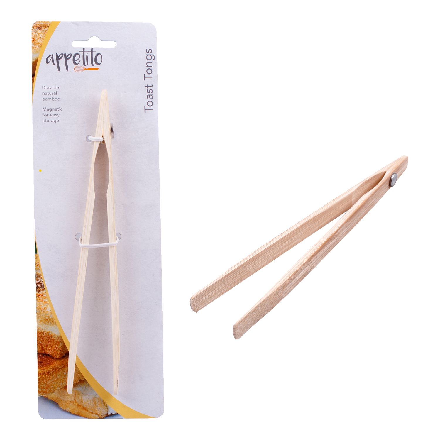 APPETITO Bamboo Toast Tongs w/ Magnet 20cm
