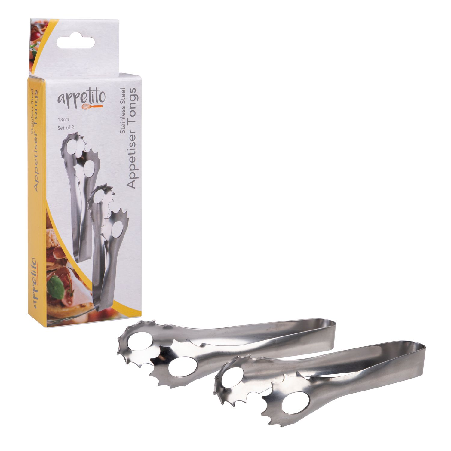 APPETITO Stainless Steel Appetiser Tongs 13cm Set of 2