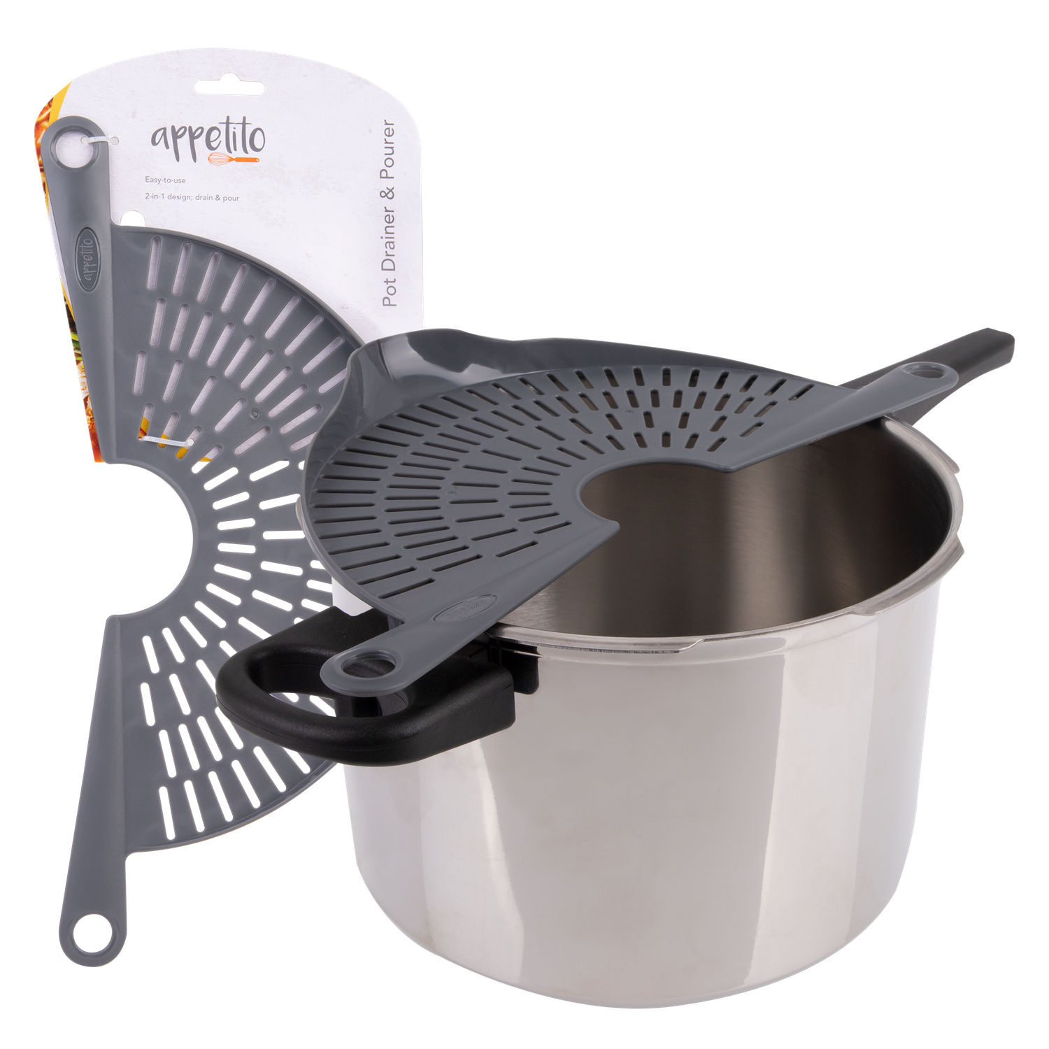 APPETITO Pot Drainer and Pourer - Charcoal