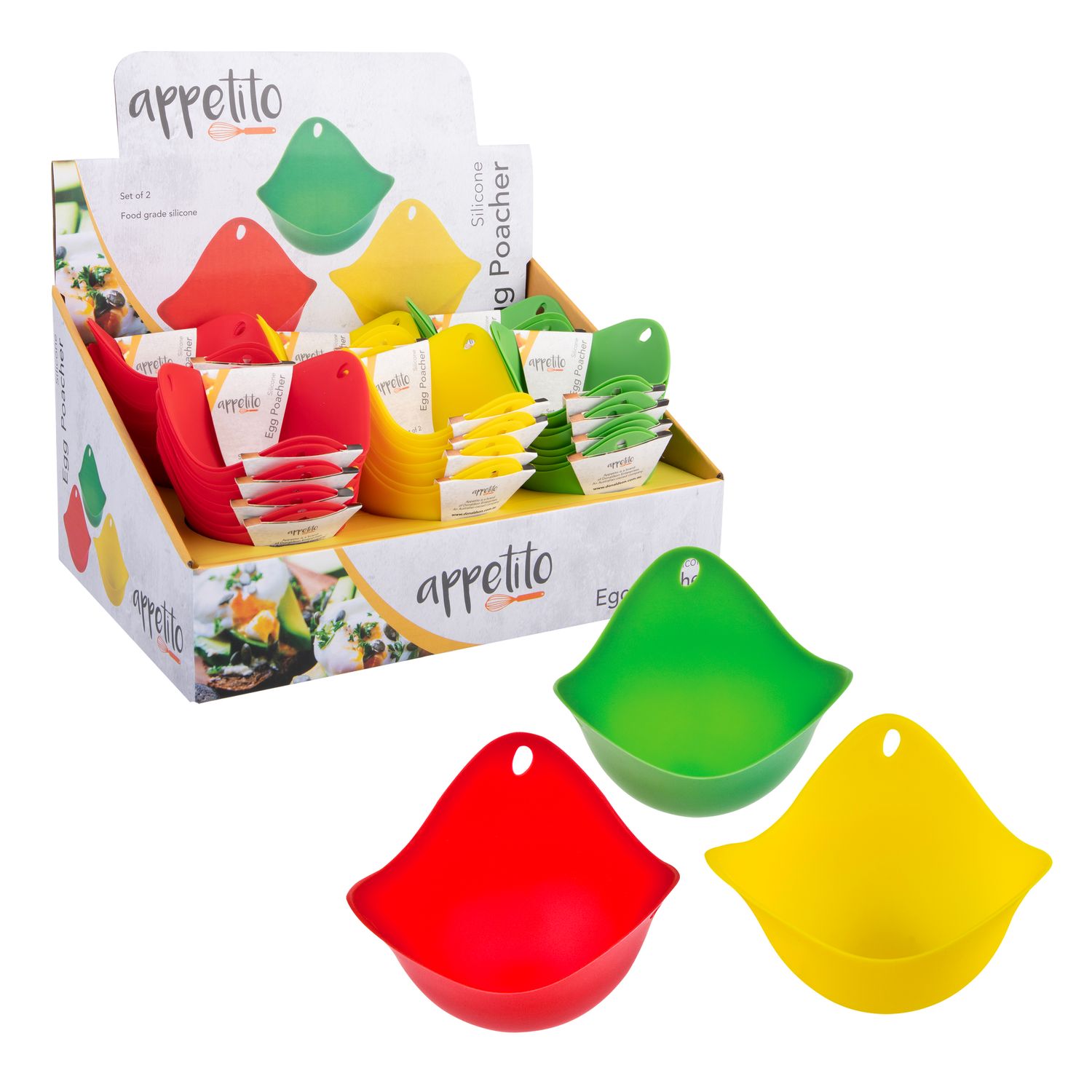 APPETITO Silicone Egg Poachers Set Of 2 - Assorted. Colours